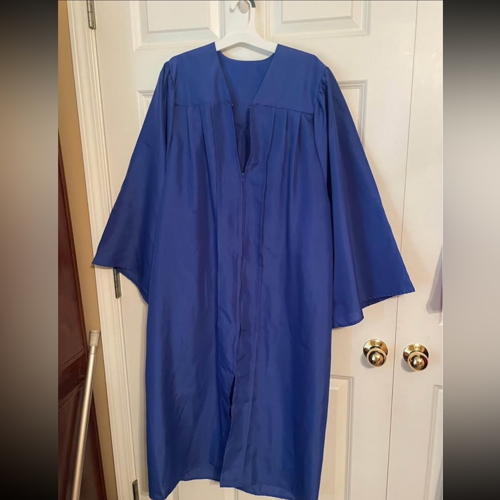 plain blue grad gown